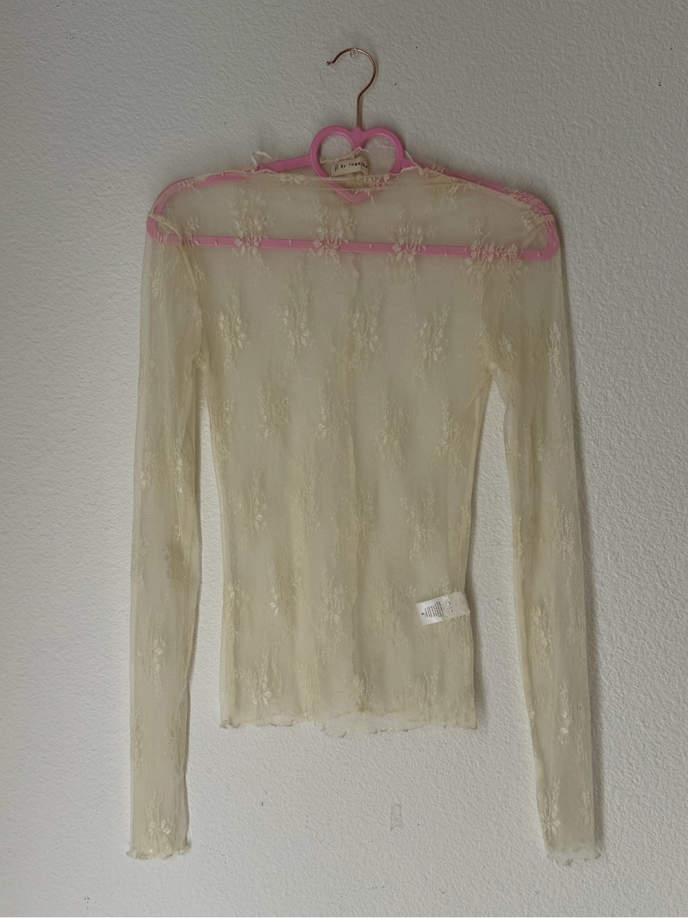 By Together Sheer Lace Long-Sleeve Top in Cream